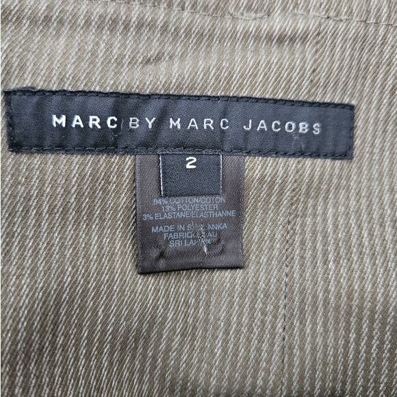 MARC BY MARC JACOBS Olive Green Striped Short High Waisted Skirt sz 2 - Picture 4 of 6
